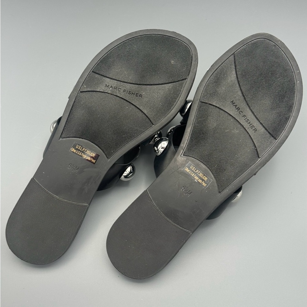 Marc Fisher Bryte Sandals 6.5M Black and Silver Edgy Studded Slides Casual Shoes - Picture 2 of 8